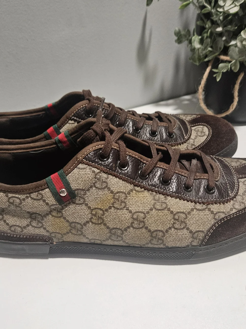 Gucci Brown Men's Lace-Up Casual Sneakers